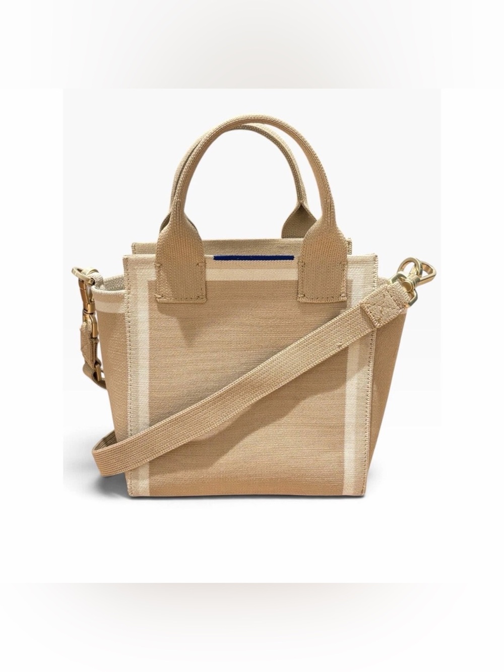 Rothy's The Mini Tote Sand Beige Stripe Knit Crossbody Bag
